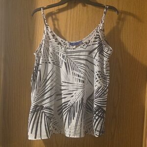 Apt 9 Women's Palm Print Blouse; Black & White; Size XL